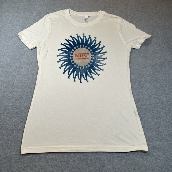 Next Level Apparel Tops - Muse Spiral T-shirt Womens Juniors L White Cotton Music Band Tee FLAW See Pics